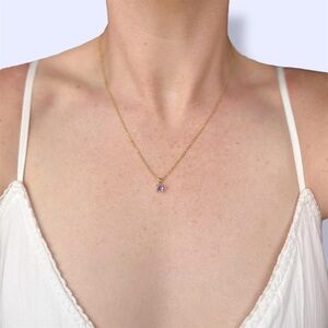 Gold Plated Purple Amethyst Gemstone Necklace 💜